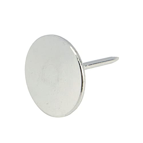 Sydien 100Pcs Flat Head Upholstery Tacks Furniture Decor Upholstery Nails Thumb Pushpins,Silver Tone(19mmx22mm) - Thumbnail 4
