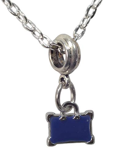 Necklace, Unisex Blue Enamel Briefcase Charm+20" Chain+Gift Bag2