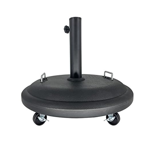 JUANIO Pie de Sombrilla con Ruedas, Base para Sombrilla en Cemento Negro - Diámetro 50 cm
