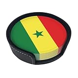 Untersetzer mit Flagge von Senegal – 6-teiliges Set – wasserdicht & verbrühungsfest, geeignet für Zuhause & Büro