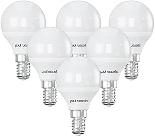 paul russells Small Edison Screw Light E14, 60W Equivalent Bulb, Warm White 3000K Lamps, 7W 600lm LED Bulbs, Round SES G45 Golf Energy Saving Lightbulbs, Non-Dimmable, Pack of 6