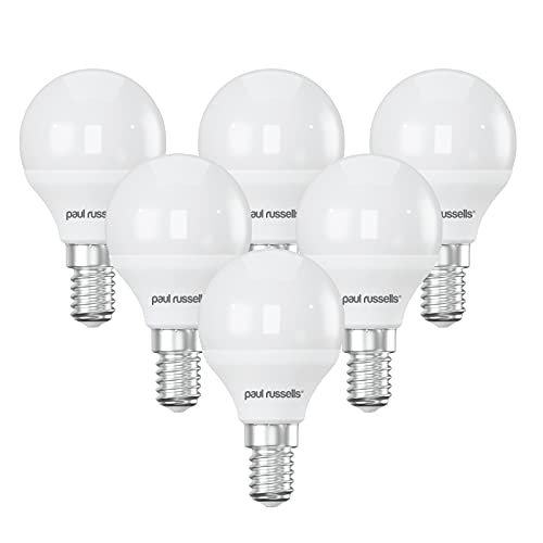 paul russells Bola de golf LED - Bombillas pequeñas Edison regulables de rosca, bombillas LED E14 G45 de 5.5 W, equivalente a 40 W, luces de techo de ahorro de energía, paquete de 6 Cover