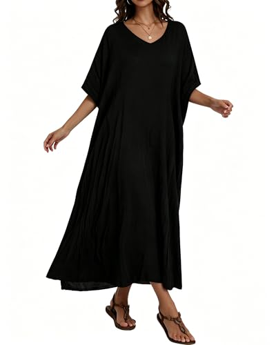 Image of Kaftan Dresses for Women V Neck Caftan Batwing Sleeve Swimsuit Cover Up