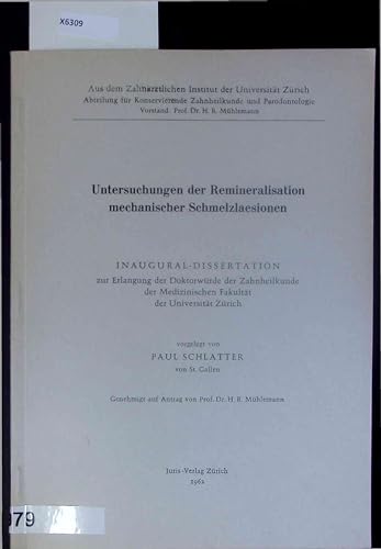 Untersuchungen der Remineralisation mechanischer Schmelzlaesionen.