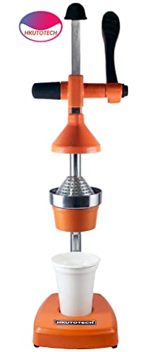 Image of Aluminium Hand Press Citrus Fruit Juicer, Manual Cold Press Juicer and Squeezer for Fruits and Vegetables - Big (Made in India) (orange color)