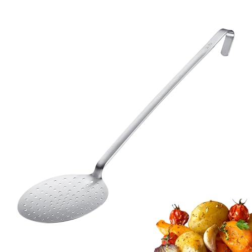 Skimmer Pro - Mestolo in acciaio inossidabile con gancio per appendere - perfetto per schiumare friggere e cucina professionale - àò 14 cm argento