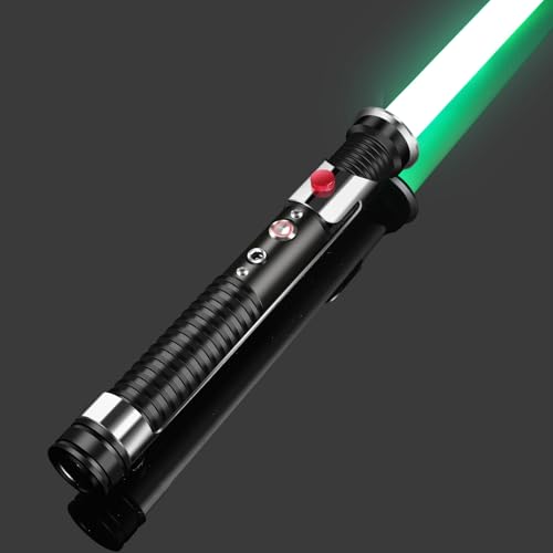 Lightsaber, Metal Handle Duel Lightsaber, Smooth Swing RGB 16 Colors, FX Sound, Adjustable, Rechargeable Sword Suitable for Adults, Children, Birthdays, Halloween Role Play （Black）