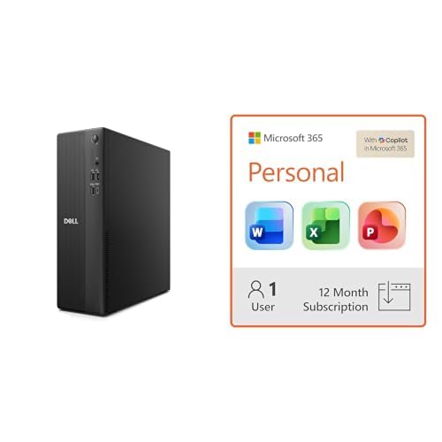 Image of Dell Slim Desktop AMD Ryzen 5 150, 16GB RAM, 512GB SSD, Windows 11 Home + Microsoft 365 Personal 12-Month Subscription Bundle