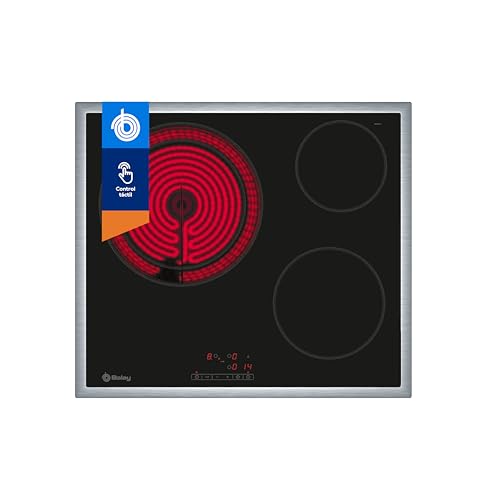Balay - Placa vitrocerámica, 60 cm, Control Deslizante 17 niveles, Función memoria, 3 zonas, táctil, 3EB715XR