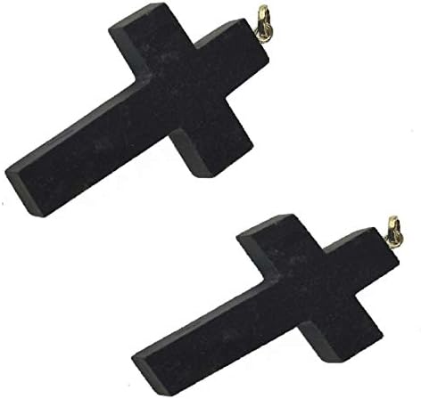 DHYANARSH 1+1 black tourmaline cross stone pendants for double evil protection