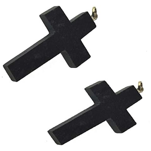 DHYANARSH 1 + 1 Original Black Tourmaline Cross Stone Pendant Cover