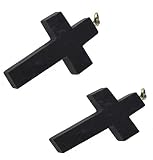 DHYANARSH 1+1 black tourmaline cross stone pendants for double evil protection