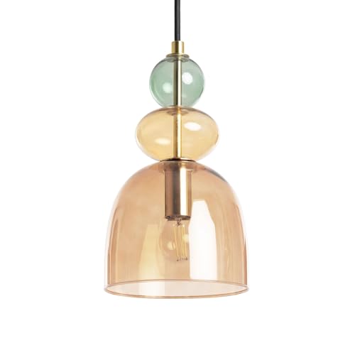 LEDKIA LIGHTING - Suspension Métal et Verre Baudelaire | Design Vintage Élégant | Compatible Ampoules LED E14 | Longueur Réglable | Pour Maison et...