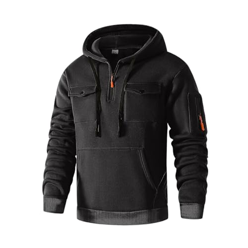 Mens 1/4 Zip Pullover Hoodie Fashion Tactical Hooded Sweatshirt with Pockets, Outdoor Casual Sport Wear3