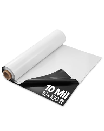 VEVOR 10 Mil Plastic Sheeting Heavy Duty 10 x 100 Thick Plastic Sheeting Roll Plastic Drop Cloth Painters Tarp Covering for Crawl Space Vapor Barrier Black and White Double-Sided Multi-Purpose