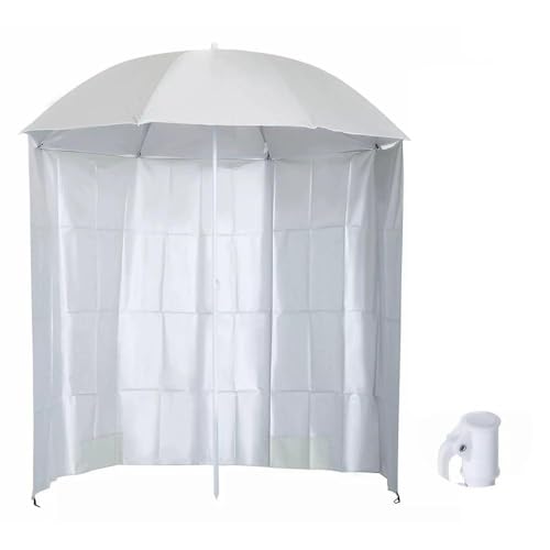 Sombrilla para tienda de campaña de playa de 7 pies con pared lateral para pesca y parasol para patio, cortina de refugio al aire libre (blanco) - Perfecto para viajes de playa y pesca