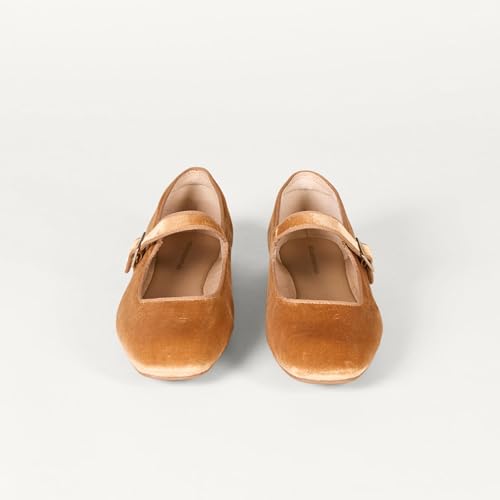 Image of Amazon Essentials Women's Velvet Mary Jane Ballet Flat with Buckle Strap