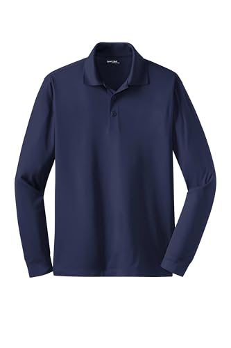 SPORT-TEK Unisex Long Sleeve Micropique Sport-Wick Polo | Collared Shirt for Men & Women, Casual Fit Top for Work & Golf