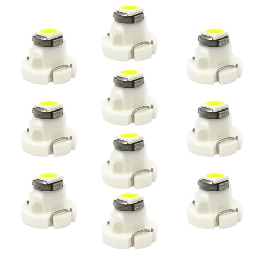 WLJH 10x White T3 Neo Wedge 3030 SMD Chipest 8mm Base Led Car Instrument Cluster Dashboard Gauge Bulb HVAC AC Heater Climate Controls Lamps Switch Indication Interior Light Replacement
