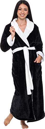 Image of Silver Lilly Premium Womens Robe with Shawl Collar, Plush Bath Robe for Women, Fluffy, Warm, Fleece Women's Bathrobe