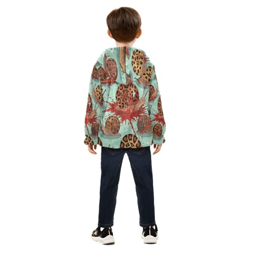 Snails with Blood Pattern Toddler Fleece Jacket Girl Boys Hooded Fleece Jacket Coat Warm Outwear Zip-up 3-10T4