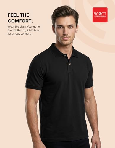 Image of Scott International Cotton Polo T Shirt | Collar Tshirts | Half Sleeves Plain T Shirt | T-Shirt |Tshirt for Men Stylish | Men's Tshirt
