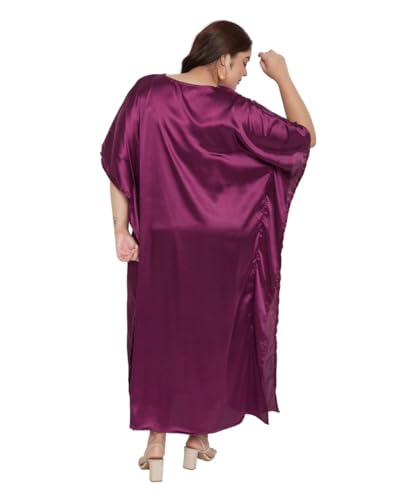 Image of Gypsie Blu Women Long Kaftan Plus Size Satin Soft Embroidery Swimsuit Cover Up Embroidered Work Caftan Gown Dress for Ladies