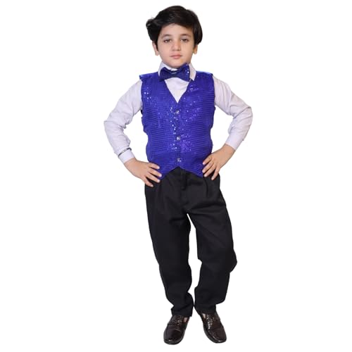 Image of Kaku Fancy Dresses Plain Waistcoat for Kids /Plain Jacket for Kids | Sequin Work Shinning Waist Coat For Annual Day Dance Competition (Only Jacket /Waistcoat - Shirt & Pant Not Included)