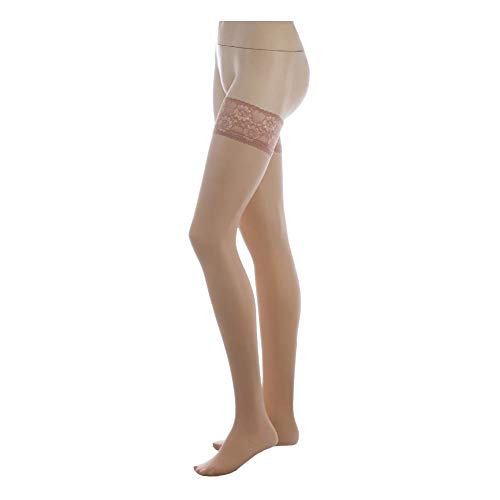 Image of Conte Semi Opaque Thigh Highs Self-Supported Stockings Silicone Lace Top Stay Ups Class 40 Den