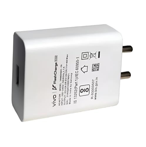 Image of Original 44W Flash Charger Compatible For Vivo V25 5G /V23 5G /V23 E 5G /V23Pro 5G /Y35 /Y75 /Y73 /V25 /V23 /V325E /V21 /V21 Pro Fast Charging For Your Devices Vivo Only Adapter (White)