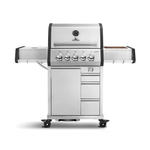 BURNHARD® 3-Brenner Gasgrill Edelstahl inkl. Heckbrenner, mit Gusseisen Grillrost & inkl. stabiler Abdeckhaube, Seitenkochfeld mit Infrarot Keramikbrenner - EARL