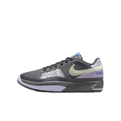 Nike Ja 1 Big Kids' Basketball Shoes (DX2294-002, Iron Grey/Lilac Bloom/Light Photo Blue/Glow) Size 7