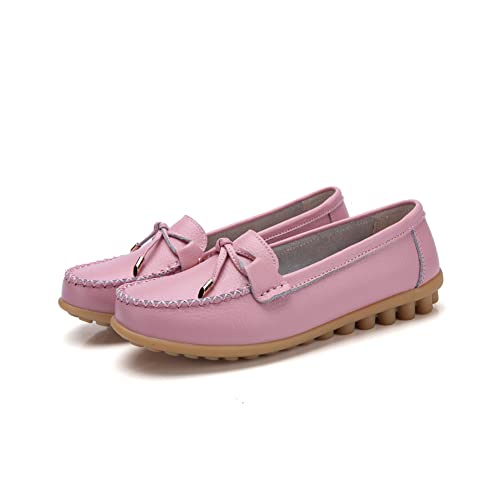 Image of Momuk Women's Penny Loafers Leather Driving Moccasins Slip On Boat Shoes Fashion Comfort Flats