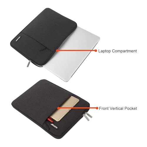 Image of MOSISO Laptop Case 14 inch, 14 inch Laptop Sleeve Compatible with HP Lenovo Dell ASUS Acer, HP Stream, Dell Latitude, Lenovo IdeaPad, Polyester Vertical Computer Sleeve Bag with Pocket, Black