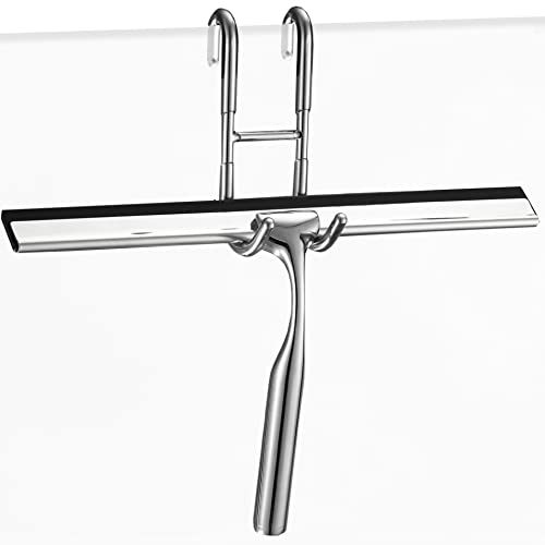 Squeegee For Shower Glass Door, Multi-Purpose Squeegee For Window, Glass, Car Windshield, Heavy-Duty Window Scrubber, Includes Hook, 10 Inch #TOP5