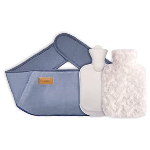Kellegour Hot Water Bottle,Rubber Hot Water Bottle with Waist Cover,Hot Water Bottle with Cover,Hot Water Bag with Plush Waist Cover,for Menstrual Cramps,Pain Relief,Neck,Shoulder,Back,Legs,Waist Warm Cover