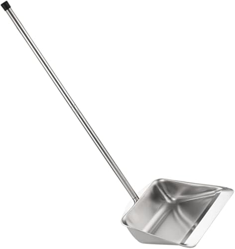 DOITOOL Sartén de acero inoxidable resistente con mango largo, palas de basura verticales para vestíbulo, recogedor de polvo para el hogar, oficina,