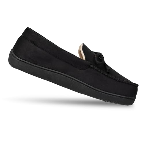 Image of isotoner Men's Slip-on Indoor /Outdoor Microsuede Memory Foam Comfort Moccasin Slippers