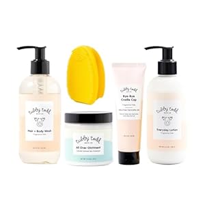 Tubby Todd Baby Cradle Cap Solution – The Bye-Bye Cradle Cap Kit – Cradle Cap Gel 1.8 Oz, Shampoo + Body Wash 8.5 Oz, Lotion 8.5 Oz, All Over Ointment 3.5 Oz, & Cradle Cap Brush – Fragrance-Free