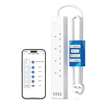 Meross Smart Power Strip, Smart Extension Lead with 20W USB Ports, Compatible with Apple HomeKit, Amazon Alexa, Google Home, and SmartThings, Timer, and Voice/Remote Control, 2.4GHz WiFi, 6ft Cord