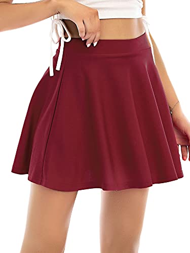 Century Star Women'S Stretchy Flared Pleated Skater Skirt Tennis School Uniforms A Line Mini Short Skirt Wine Red Medium thumb #3