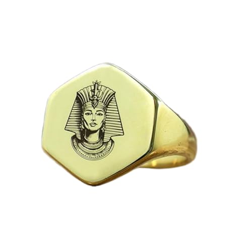 Bague Reine d'Égypte hexagonale chevalière vintage argent 925