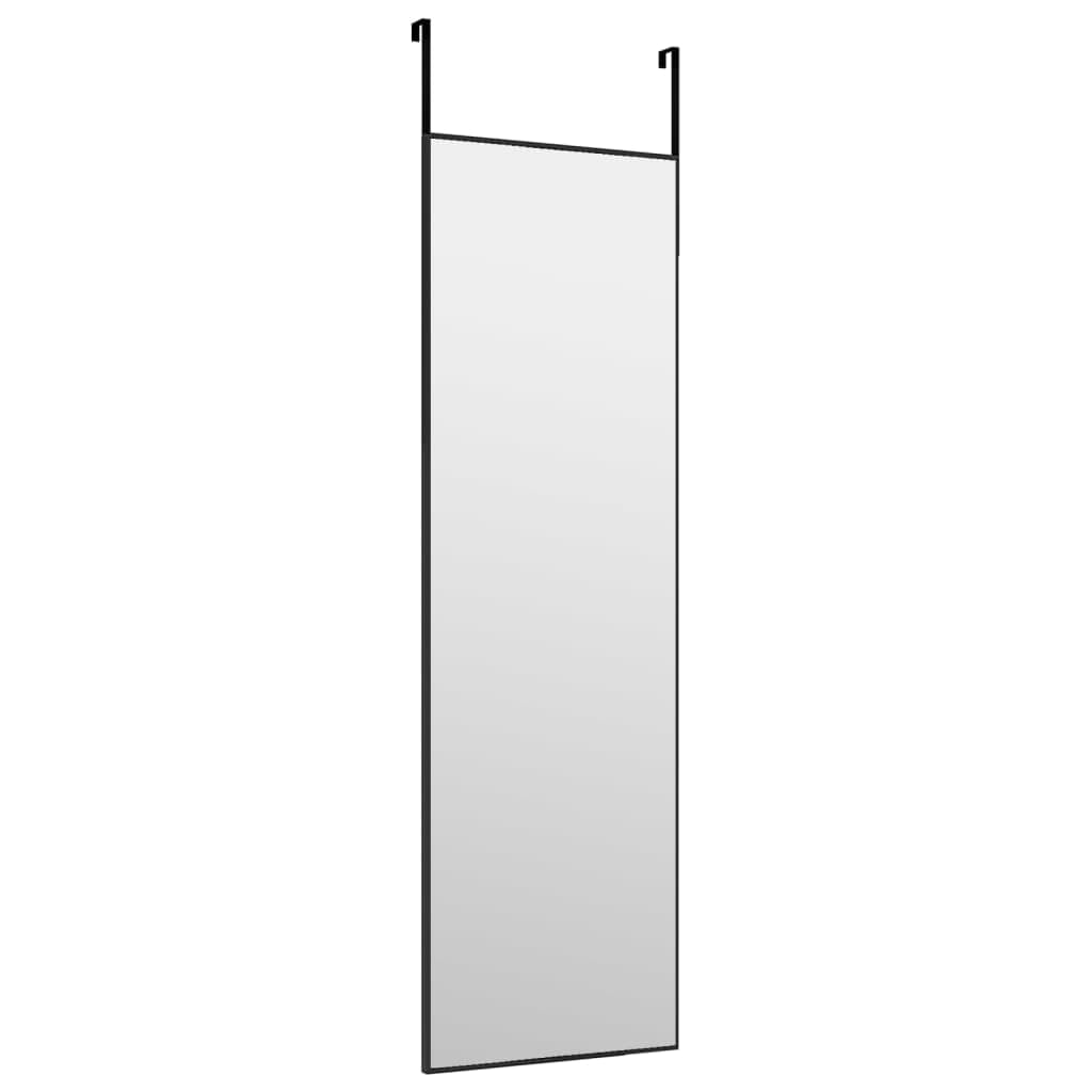 Espejo de puerta negro 30 x 100 cm, espejo de cuerpo entero de aluminio y cristal, con gancho para pasillo, dormitorio, salón, ahorro de espacio para colgar para mirar el espejo