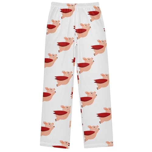 Boy's Pants Flying Pig Super Magic Power Jogger Pants Elastic Waist Long Bottoms Trousers with Pockets 6-14 Years