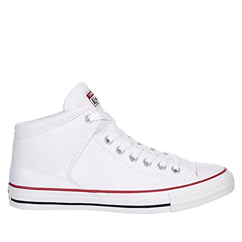 Converse Unisex Chuck Taylor All Star High Street Mid Canvas Sneaker - Lace up Closure Style - White/Red/Clematis Blue 112