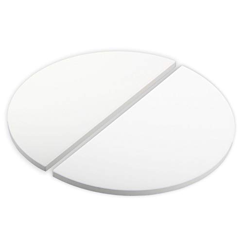 VANKEY Half-Moon Ceramic Heat Deflector Plates for Kamado Joe Classic I, II, III, 15" x 7.5" x 0.55" （2 Pieces）