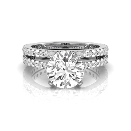 IGI Certified 2.65 Carat Round Lab Grown Diamond (2 Ct, F, VS2) 14K Gold Womens Hidden Halo Bridal Wedding Ring Set2