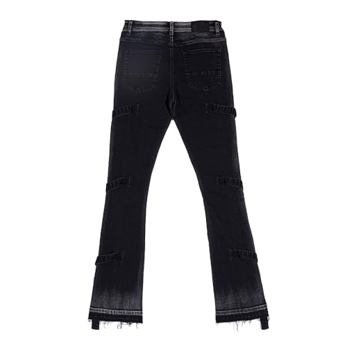 Casual Men's Loose Vintage Layered Jeans, Mid-Rise, Everyday Street Pants2