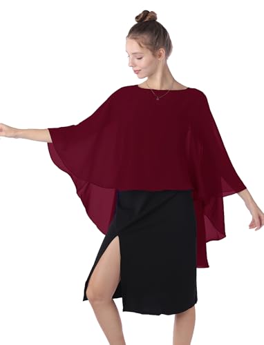 Baoqiya Chiffon Capes Sheer Capelets Long Cape Poncho For Women Plus Size