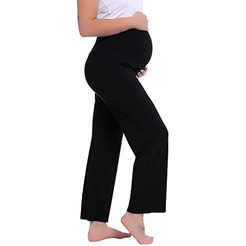Joyaria Soft Bamboo Maternity Lounge/Pajama/Sleep Pants for Pregnant Women - Black - Small Cover